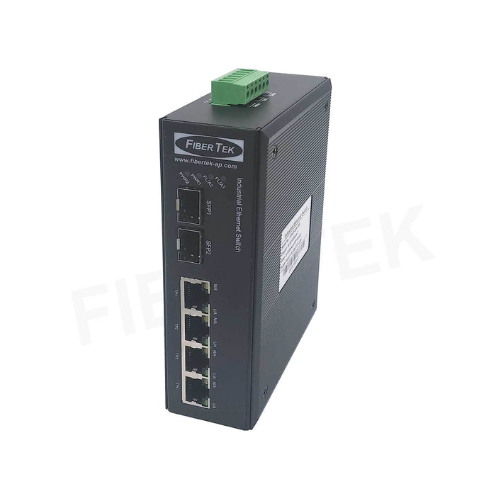 FCNID-4EN-2ES Industrial Fast Ethernet Media Converter Side View 