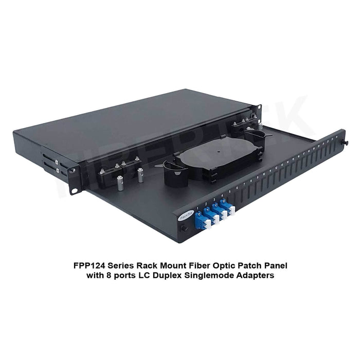 FPP124 series rack mount fiber patch panel with 8 ports LC  Duplex Singlemode Adapters