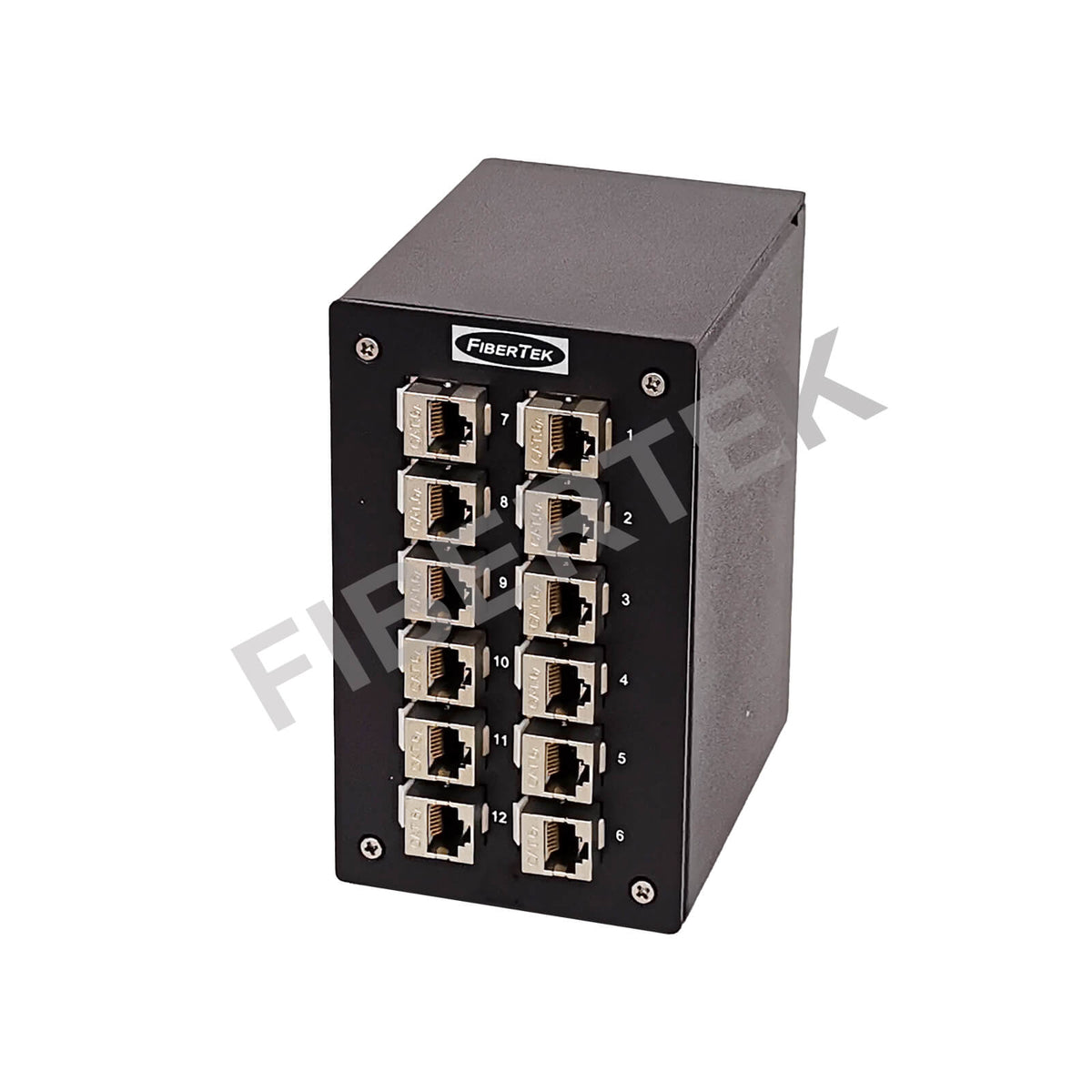 DIN Rail Mount Ethernet Patch Panel DPPY24 BK Series with STP Cat 6A jacks  — FiberTek Fiber Shop